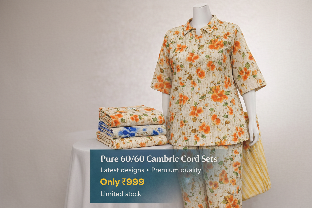 Pure 60/60 Cambric Cord Set – Floral Print