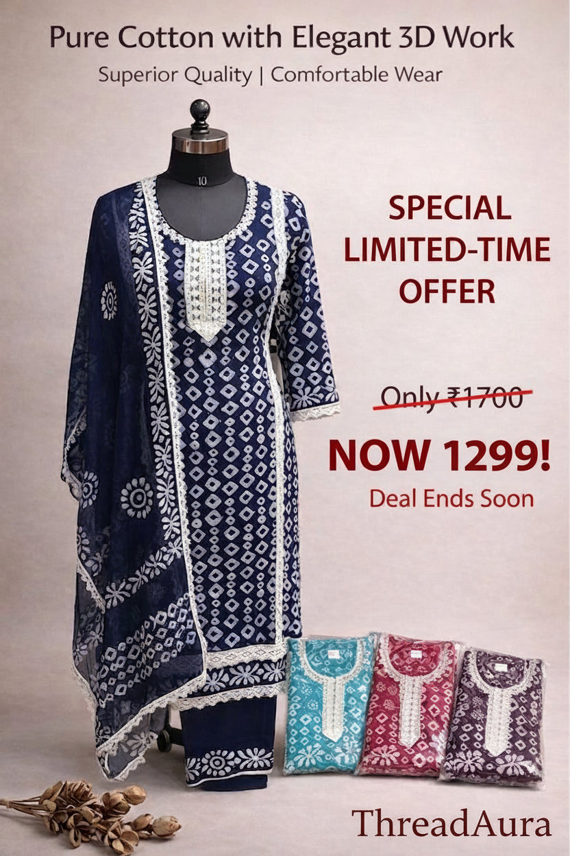 Pure Cotton Elegant 3D Work Pant Suit – Navy Blue | Multi-Color